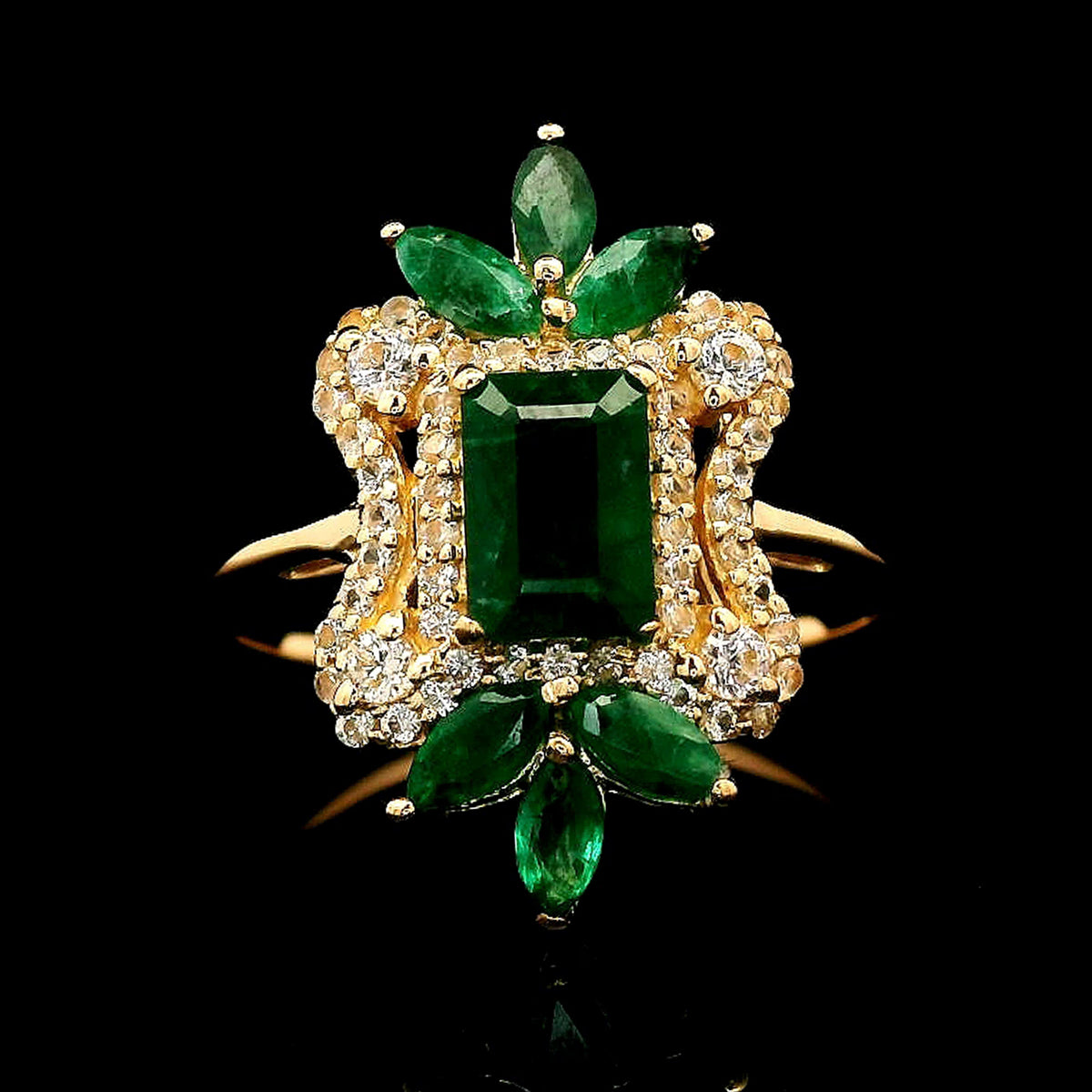 1.42 Ct Octagon Emerald 14K Gold Ring