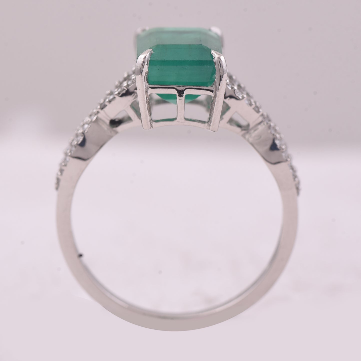 3.11 Ct Octagon Step Cut Natural Emerald 950 Platinum Ring