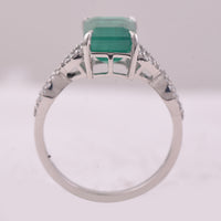 3.11 Ct Octagon Step Cut Natural Emerald 950 Platinum Ring