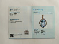 6.04 Ct Oval Mixed Cut Natural Aquamarine 14K Gold Pendant