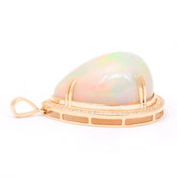 22.26 Ct Pear Cabochon Natural Opal 14K Gold Pendant