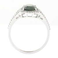 2.53 Ct Oval Mixed Cut Natural Green Sapphire 950 Platinum Ring