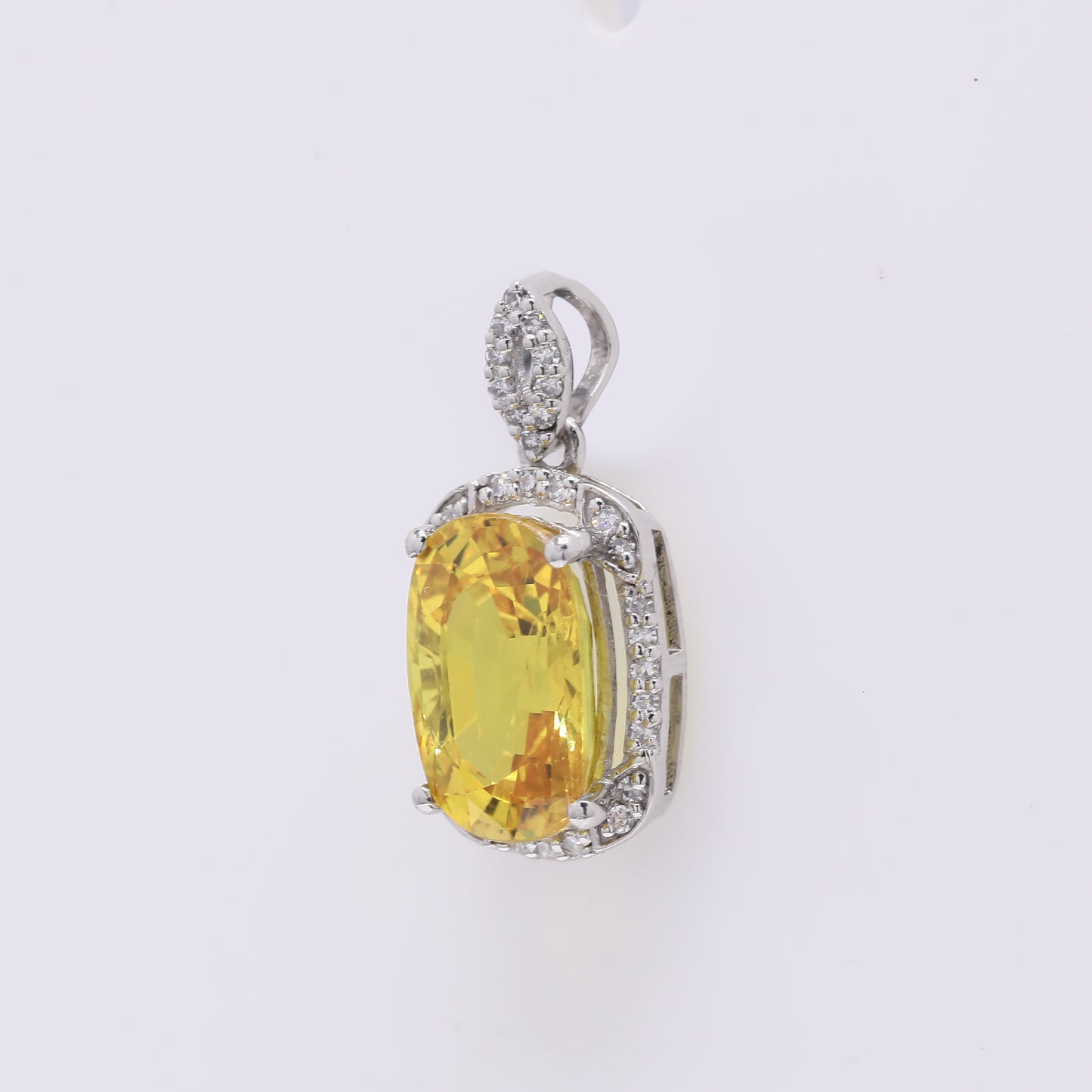 3.29 Ct Cushion Mixed Cut Natural Yellow Sapphire 950 Platinum Pendant