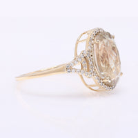 4.18 Ct Oval Mixed Cut Natural Sunstone 14K Gold Ring