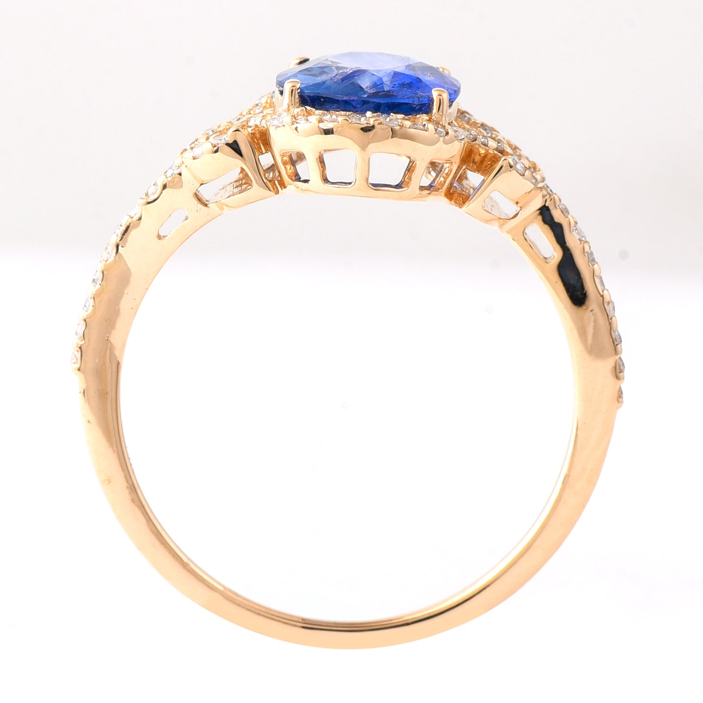 1.82 Ct Oval Mixed Cut Natural Sapphire 14K Gold Ring