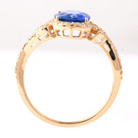 1.82 Ct Oval Mixed Cut Natural Sapphire 14K Gold Ring