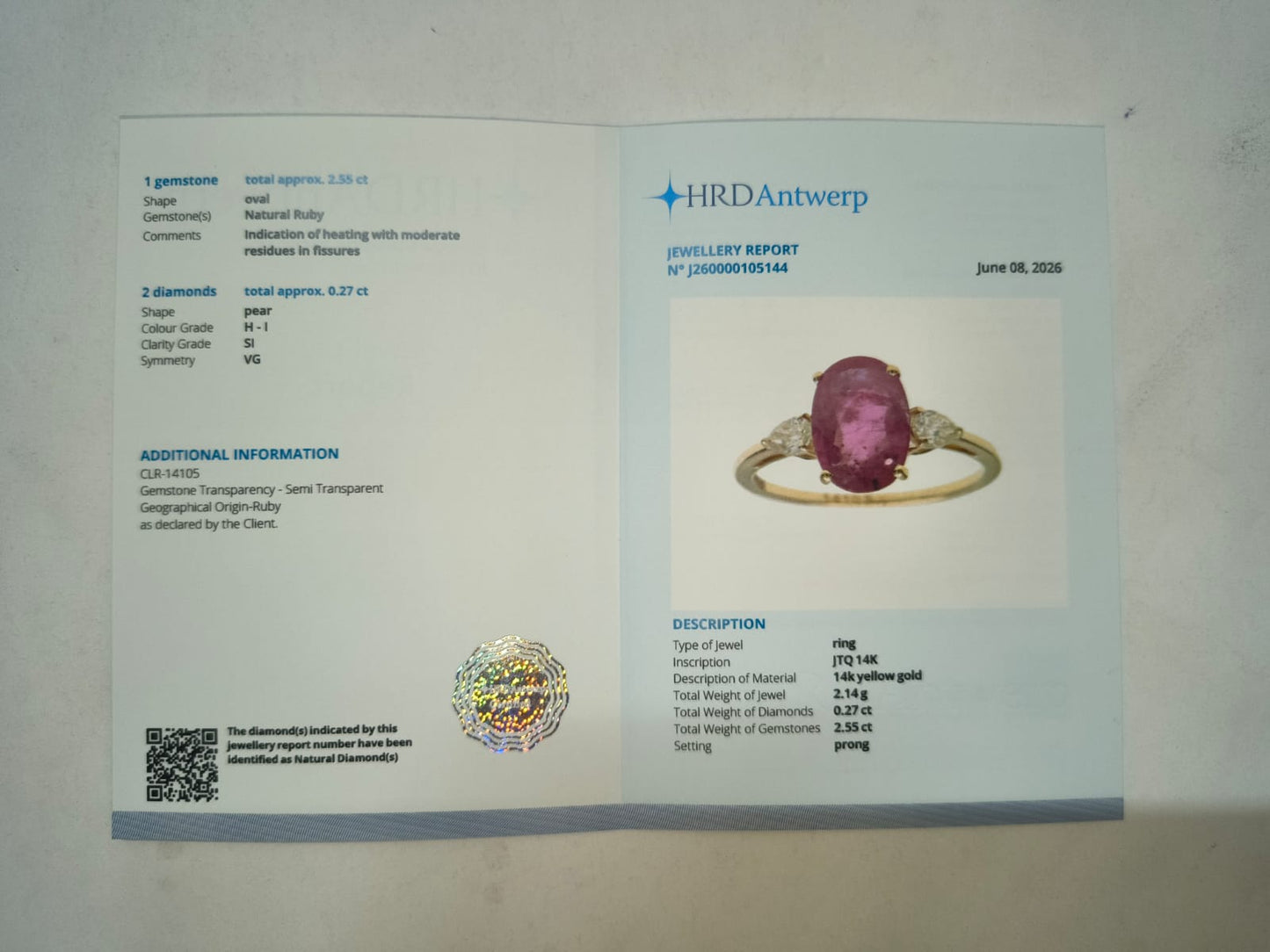 2.82 Ct Oval Mixed Cut Natural Ruby 14K Gold Ring