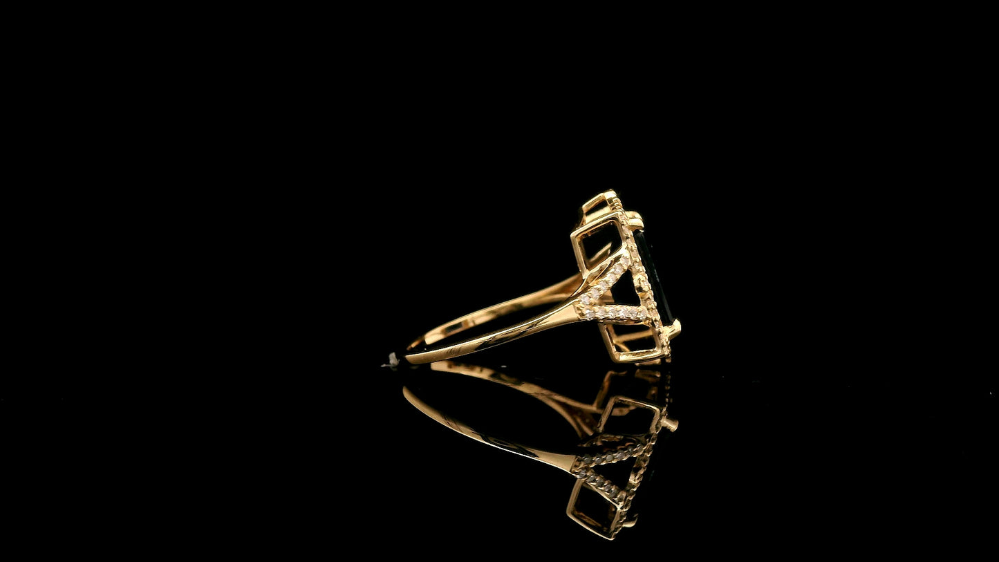 4.08 Ct Octagon Natural Sapphire 14K Gold Ring