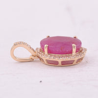 3.72 Ct Oval Ruby 9K Gold Pendant