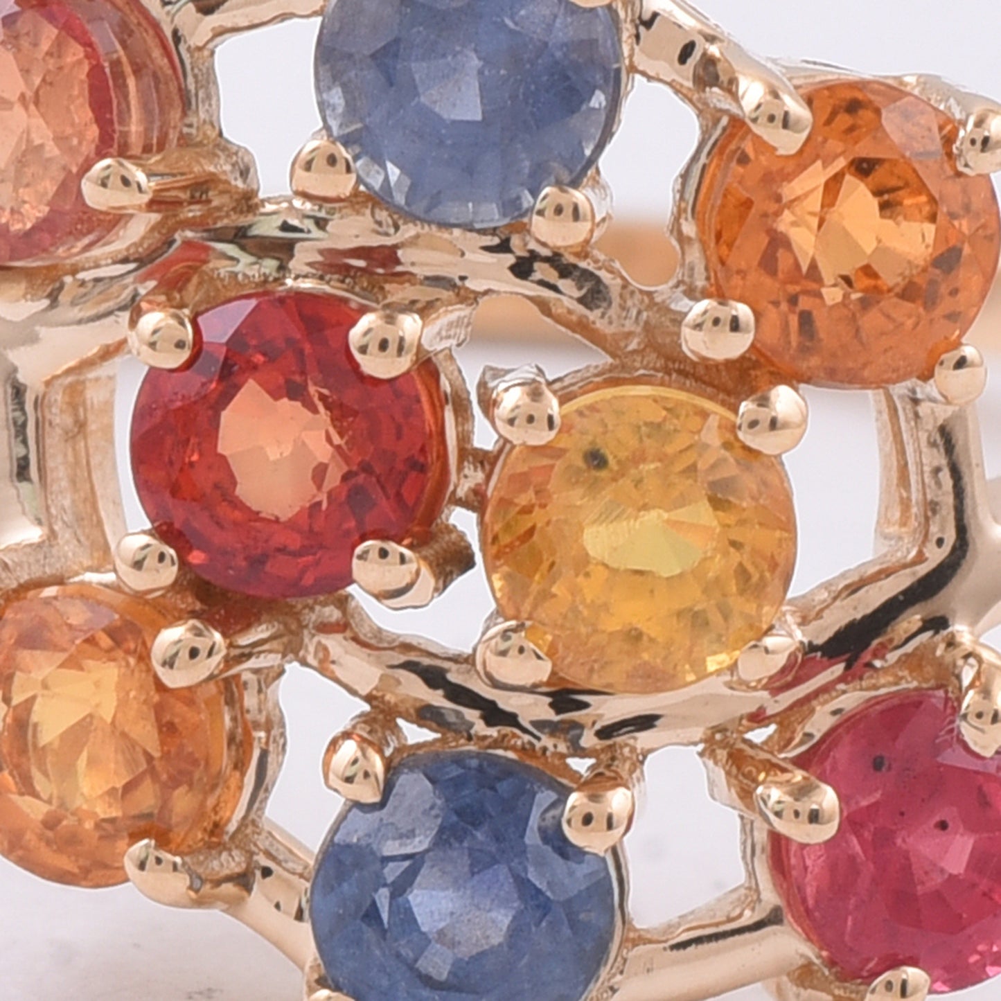 1.58 Ct Round Natural Multi-Coloured Sapphire 14K Gold Ring