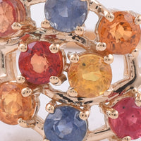 1.58 Ct Round Natural Multi-Coloured Sapphire 14K Gold Ring