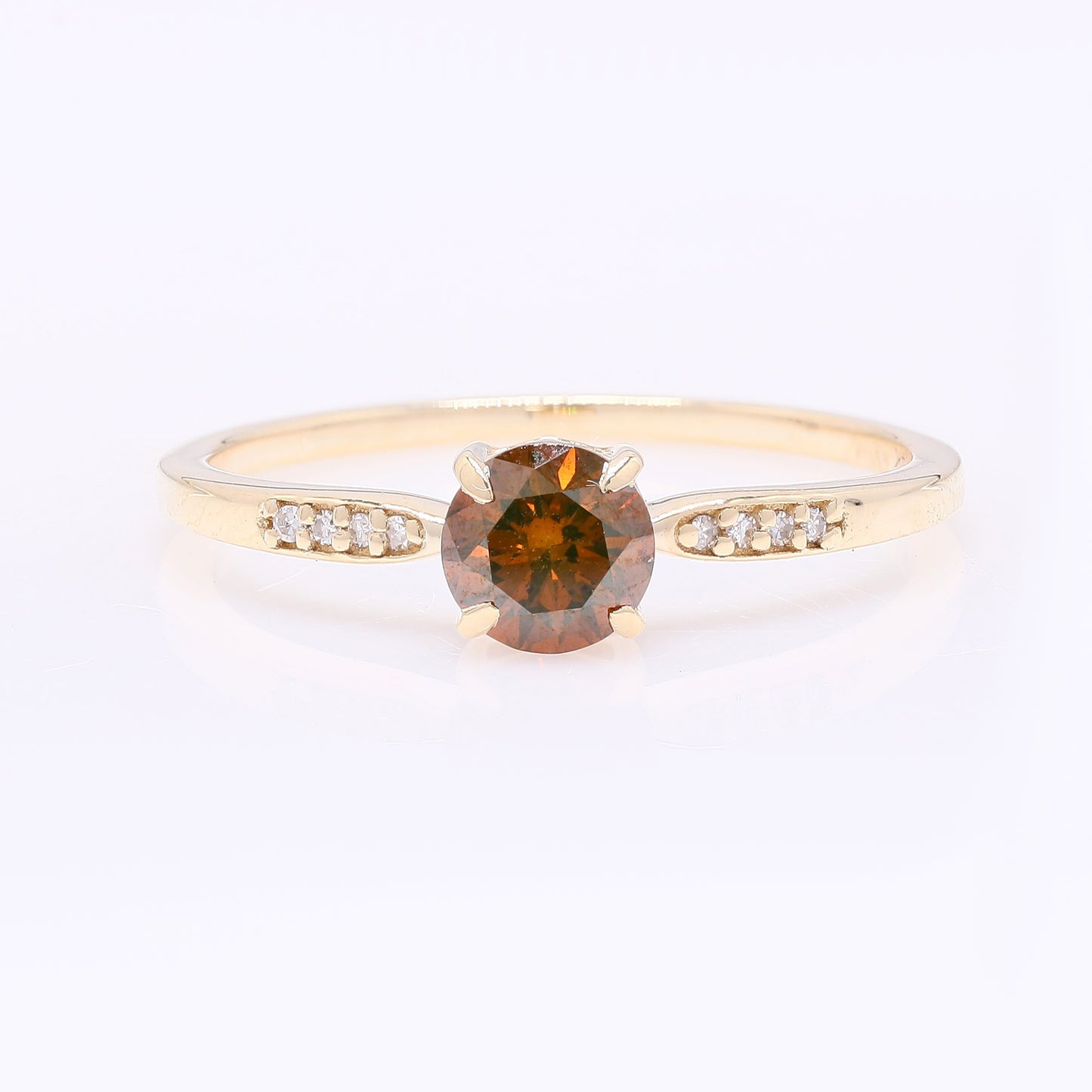 0.57 Ct Round Red Diamond 14K Gold Ring