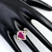 3.08 Ct Pear Mixed Cut Natural Corundum Ruby 14K Gold Ring