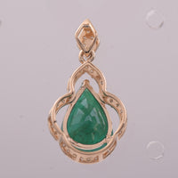 2.25 Ct Pear Mixed Cut Natural Emerald 14K Gold Pendant