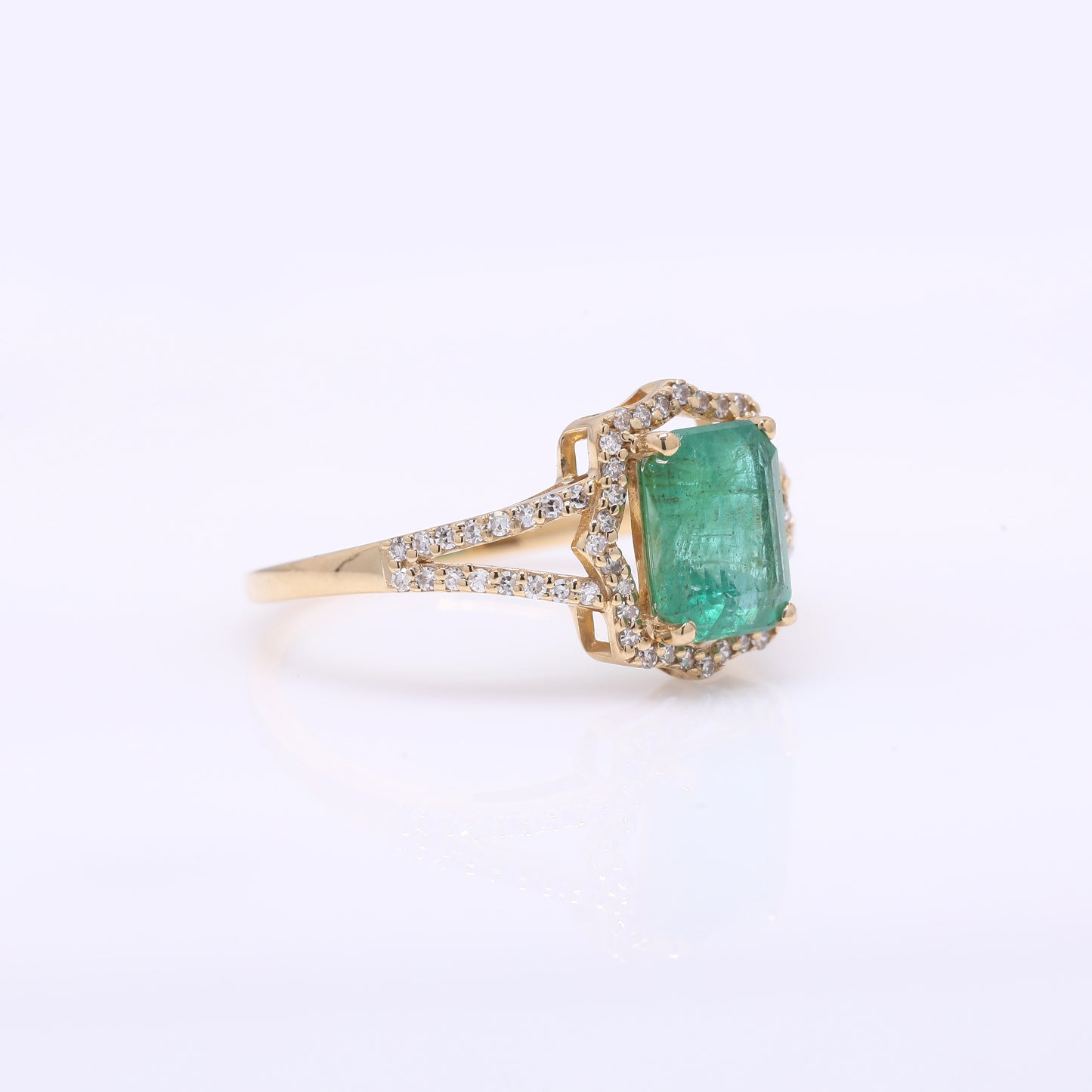1.85 Ct Octagon Step Cut Natural Emerald 14K Gold Ring
