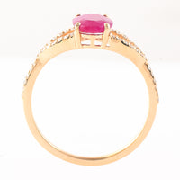 1.31 Ct Oval Mixed Cut Natural Ruby 14K Gold Ring