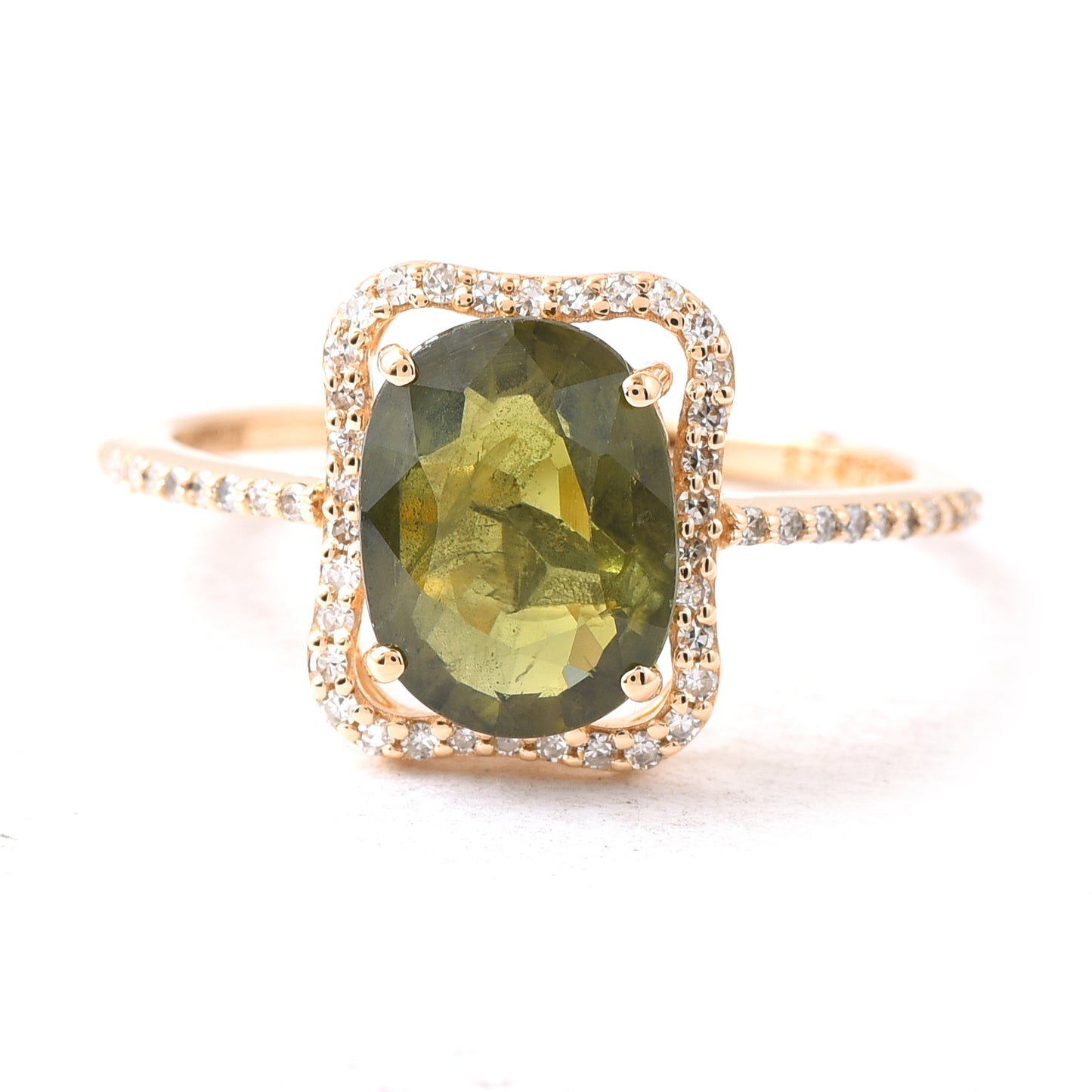 2.62 Ct Oval Green Sapphire 14K Gold Ring