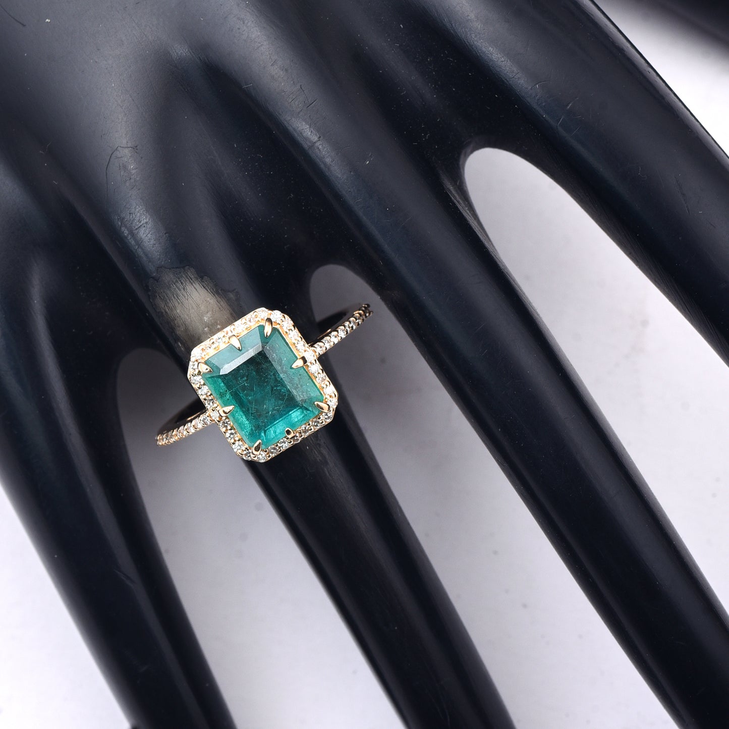 2.33 Ct Octagon Step Cut Natural Emerald 14K Gold Ring