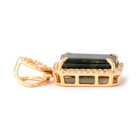 3.59 Ct Octagon Step Cut Natural Bi-Coloured Sapphire 14K Gold Pendant