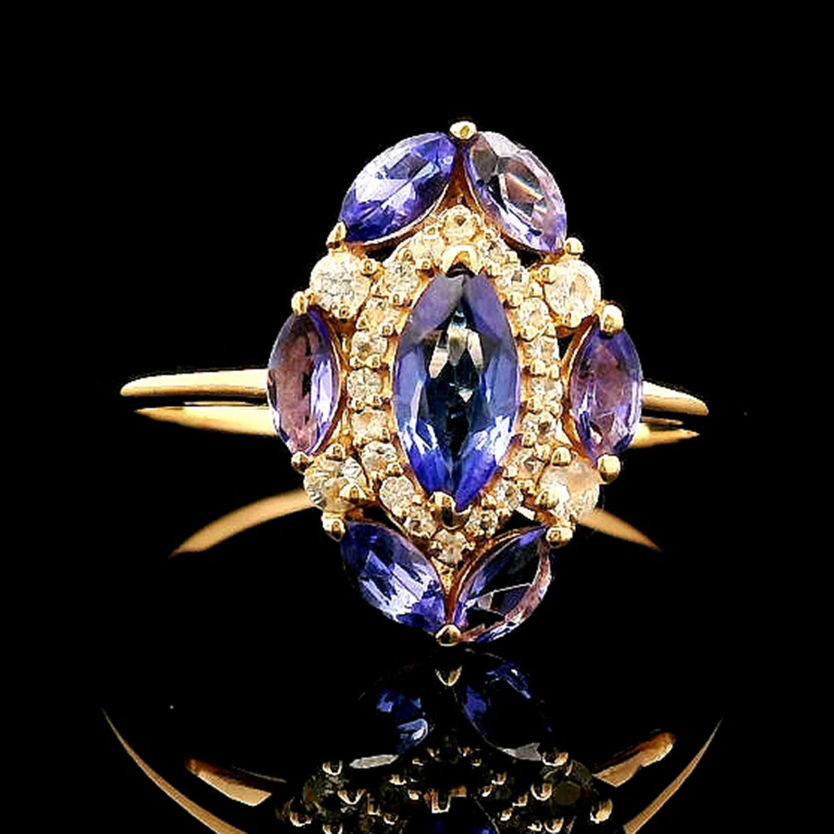 0.98 Ct Marquise Tanzanite 14K Gold Ring