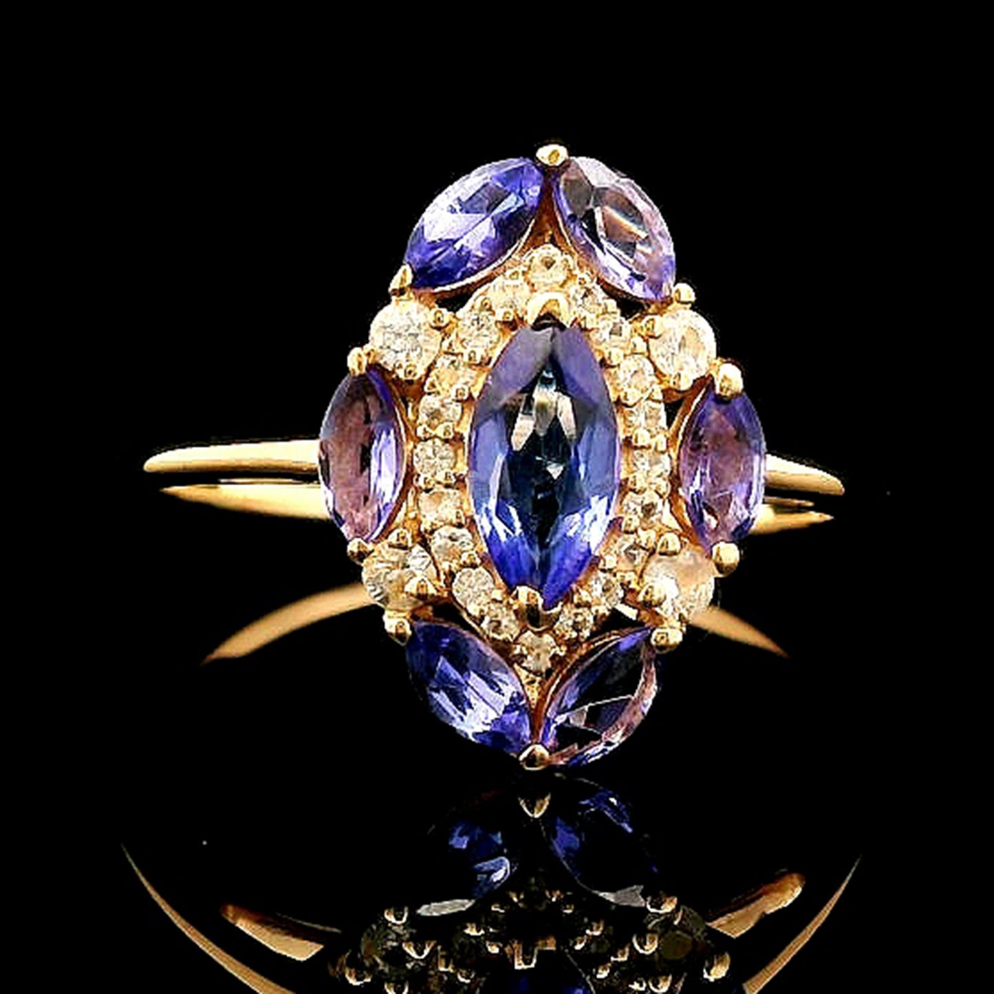 0.98 Ct Marquise Tanzanite 14K Gold Ring