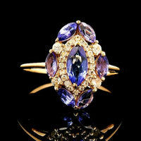 0.98 Ct Marquise Tanzanite 14K Gold Ring