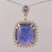 14.50 Ct Cushion Tanzanite 9K Gold Pendant
