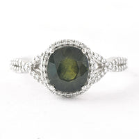 2.52 Ct Cushion Mixed Cut Natural Green Sapphire 950 Platinum Ring