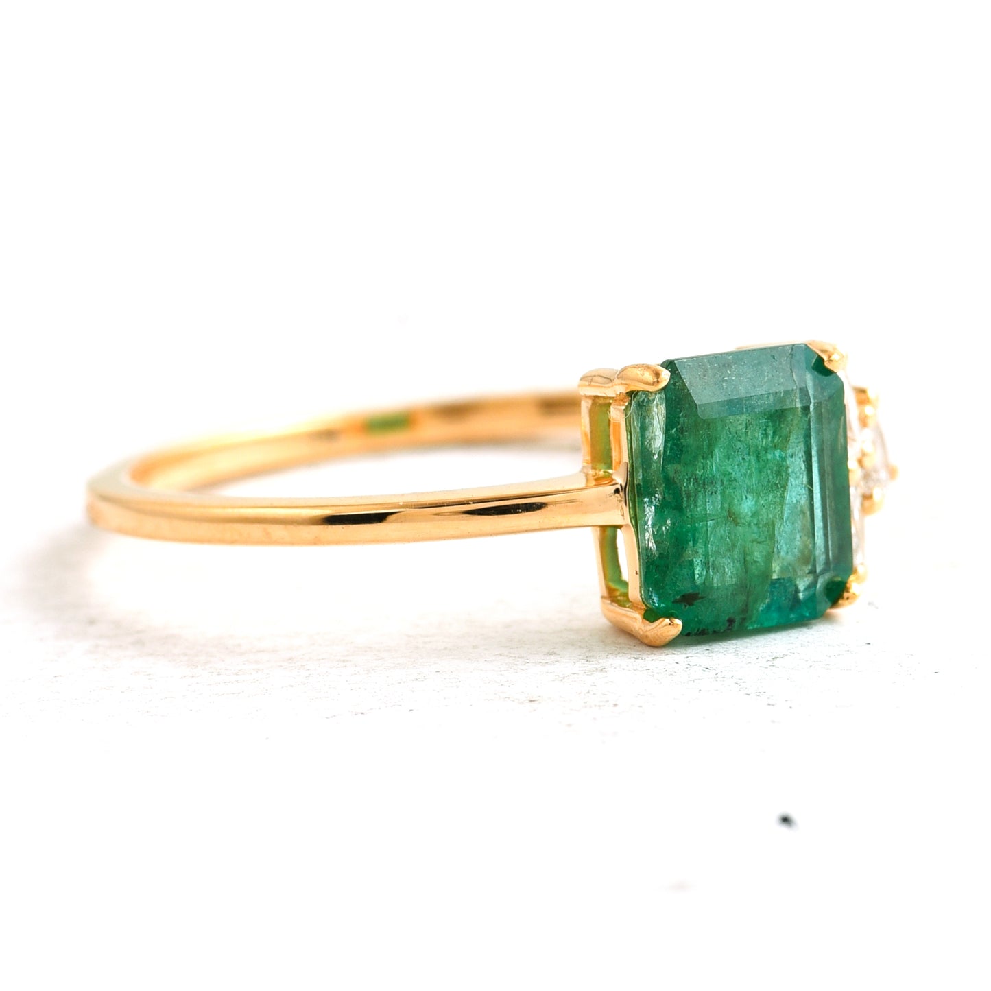 1.16 Ct Octagon Step Cut Natural Emerald 14K Gold Ring