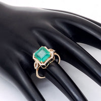 3.37 Ct Octagon Natural Emerald 14K Gold Ring