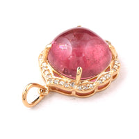 6.10 Ct Cushion Cabochon Cut Natural Pink Tourmaline 14K Gold Pendant