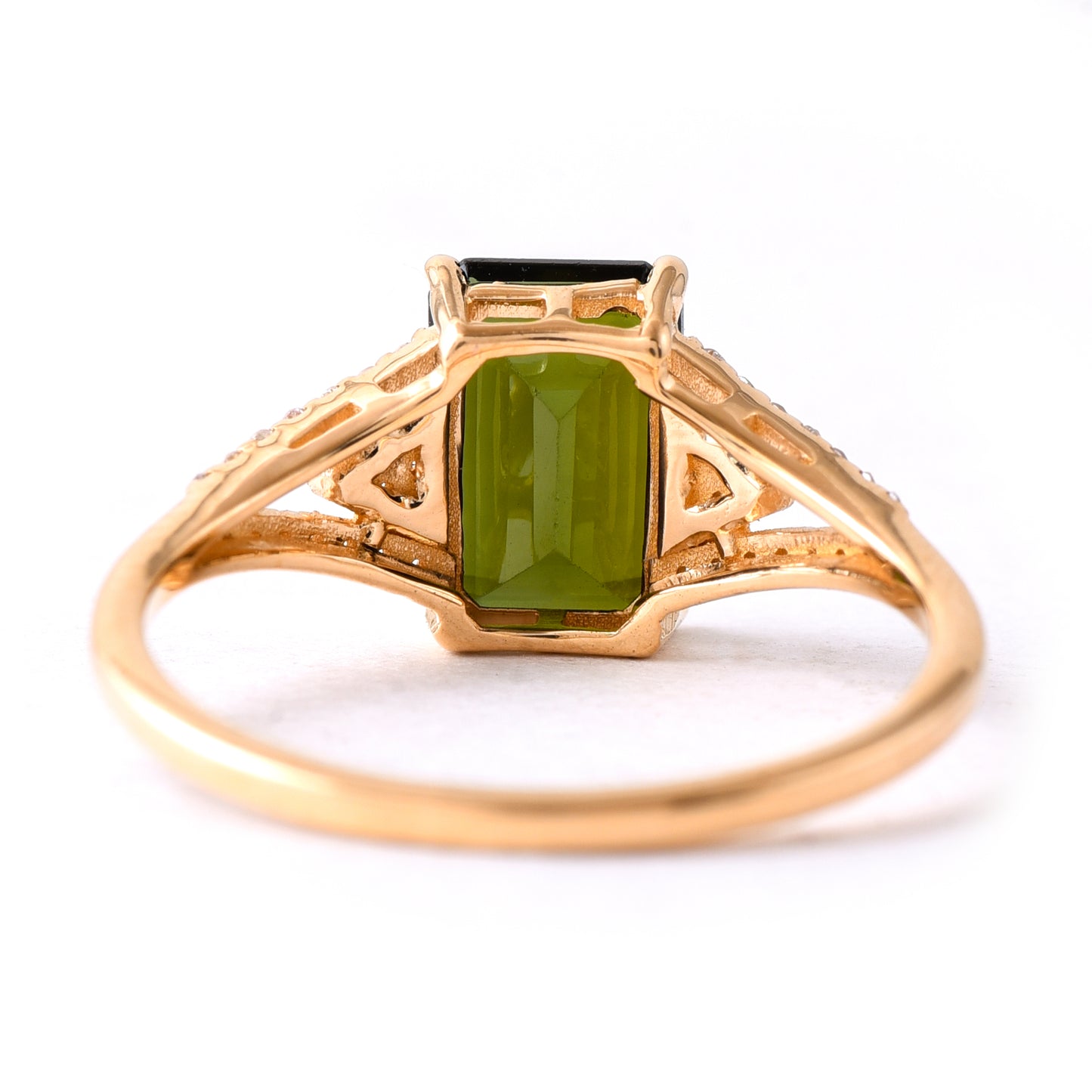 1.77 Ct Octagon Step Cut Natural Green Tourmaline 14K Gold Ring