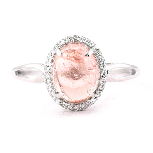 2.24 Ct Oval Cabochon Cut Natural Tourmaline 950 Platinum Ring