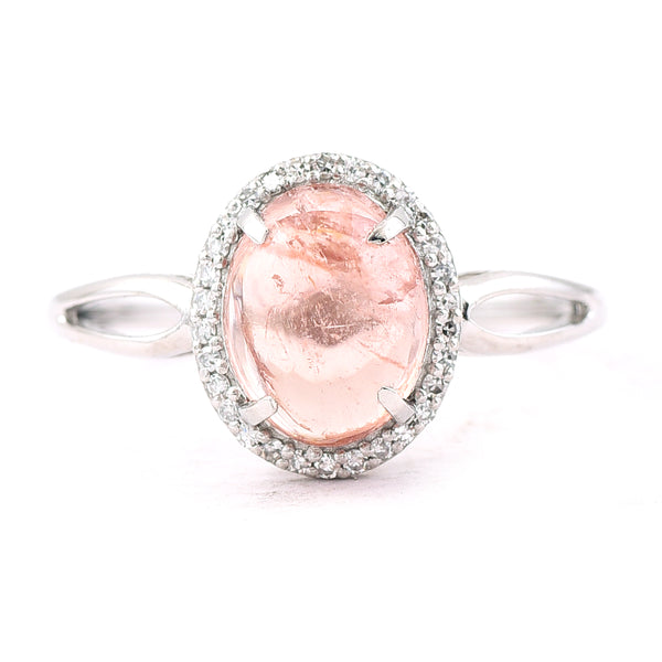 2.24 Ct Oval Cabochon Cut Natural Tourmaline 950 Platinum Ring