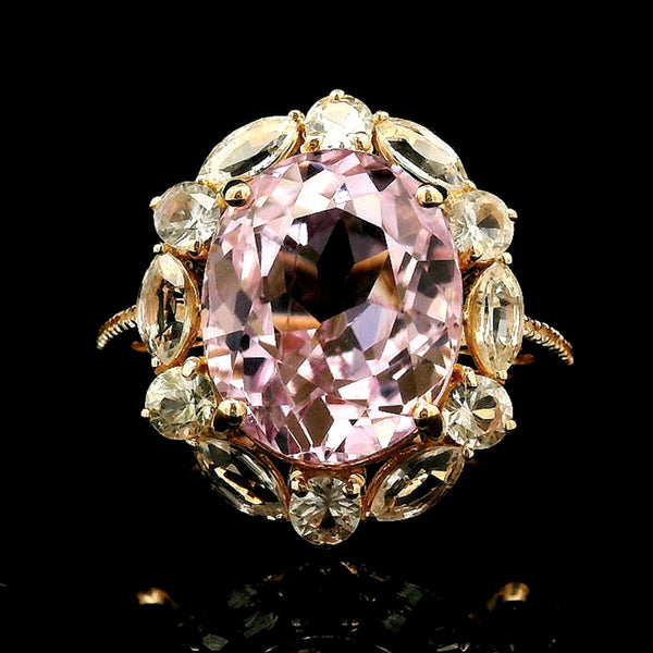 11.28 Ct Oval Kunzite 14K Gold Ring