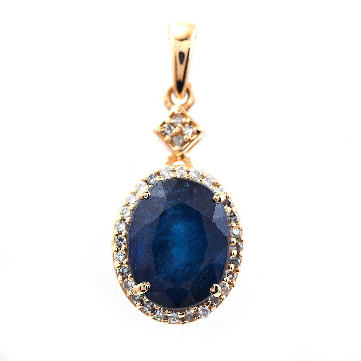 3.10 Ct Oval Mixed Cut Natural Sapphire 14K Gold Pendant