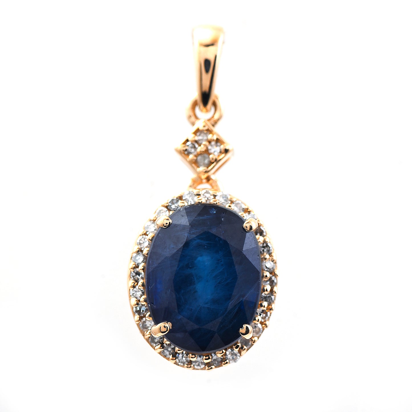 3.10 Ct Oval Mixed Cut Natural Sapphire 14K Gold Pendant