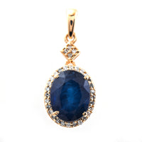 3.10 Ct Oval Mixed Cut Natural Sapphire 14K Gold Pendant