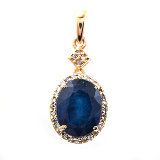 3.10 Ct Oval Mixed Cut Natural Sapphire 14K Gold Pendant