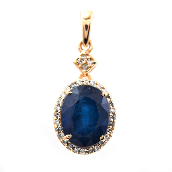 3.10 Ct Oval Mixed Cut Natural Sapphire 14K Gold Pendant