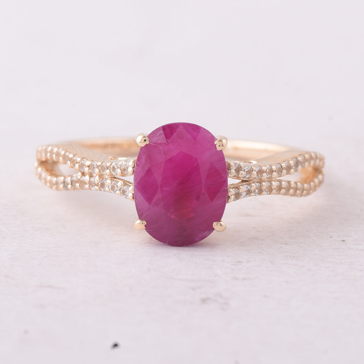 2.34 Ct Oval Ruby 9K Gold Ring