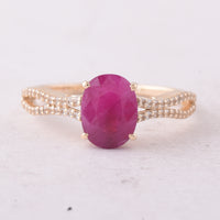 2.34 Ct Oval Ruby 9K Gold Ring