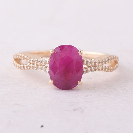 2.34 Ct Oval Ruby 9K Gold Ring