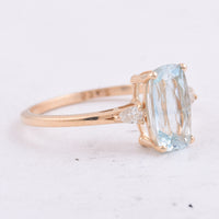 1.62 Ct Cushion Natural Aquamarine 14K Gold Ring