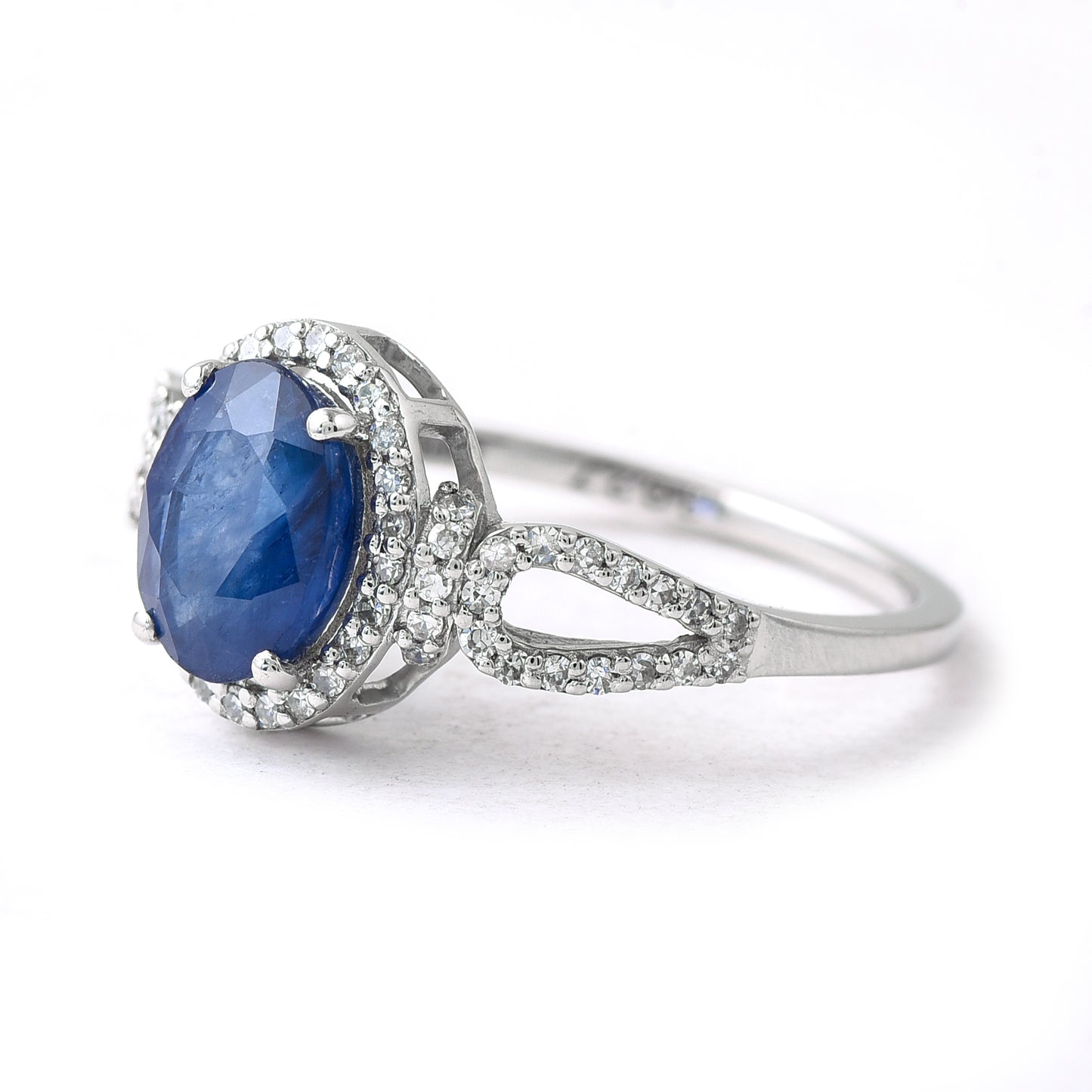 2.86 Ct Oval Mixed Cut Natural Sapphire 950 Platinum Ring