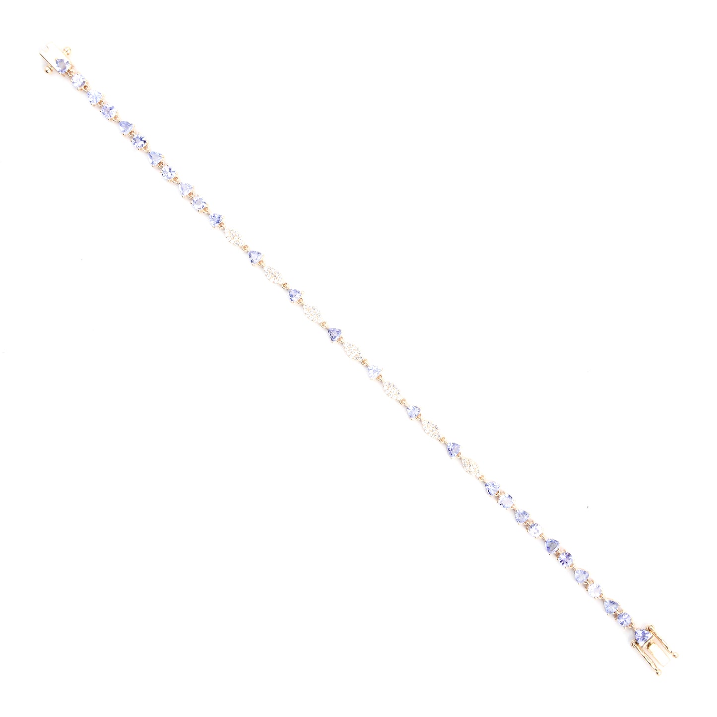 3.13 Ct Trillion Tanzanite 14K Gold Bracelet
