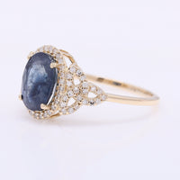 2.72 Ct Oval Mixed Cut Natural Sapphire 14K Gold Ring