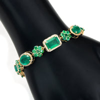 13.90 Ct Natural Emerald 14K Gold Bracelet