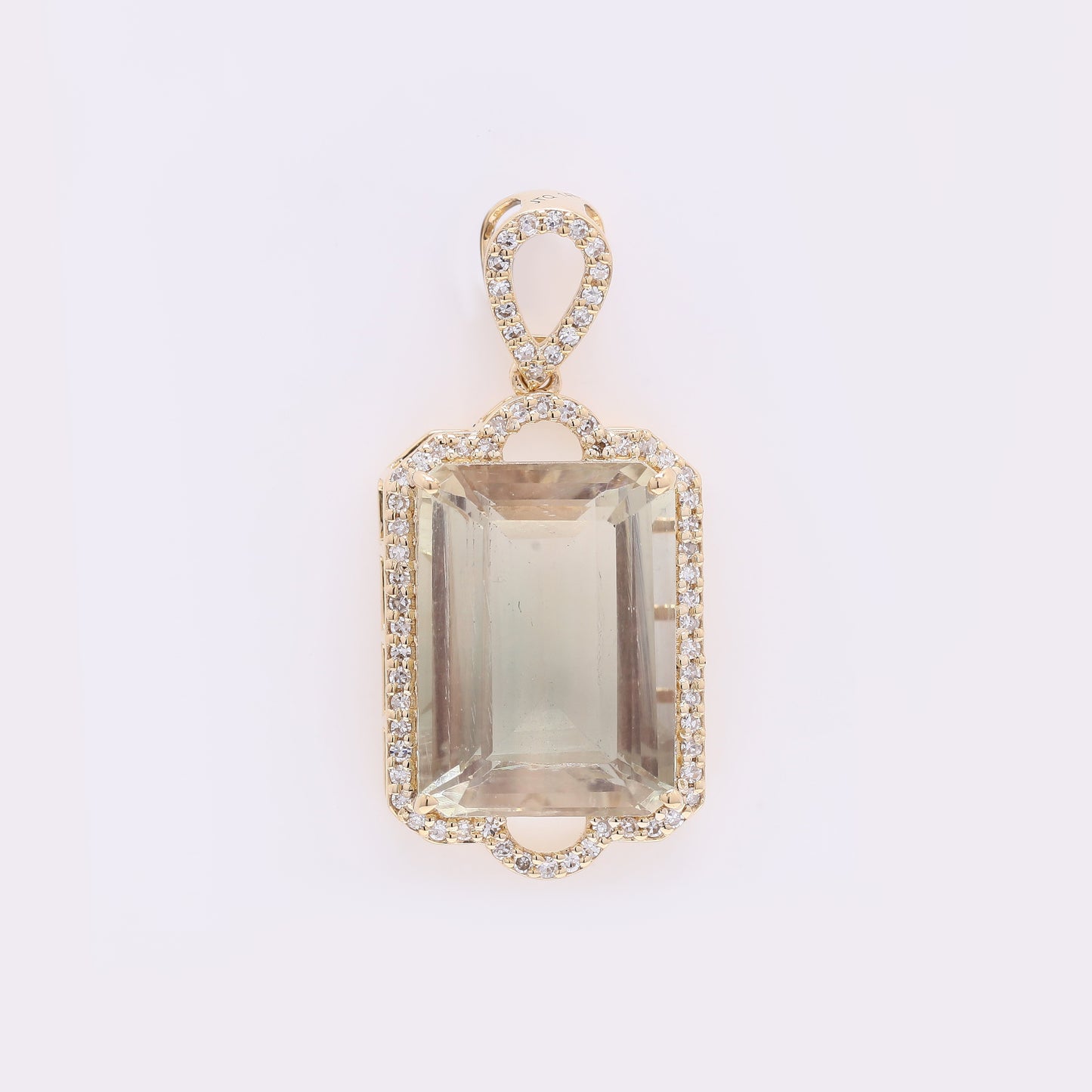8.01 Ct Octagon Step Cut Natural Sunstone 14K Gold Pendant