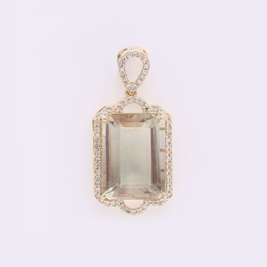 8.01 Ct Octagon Step Cut Natural Sunstone 14K Gold Pendant